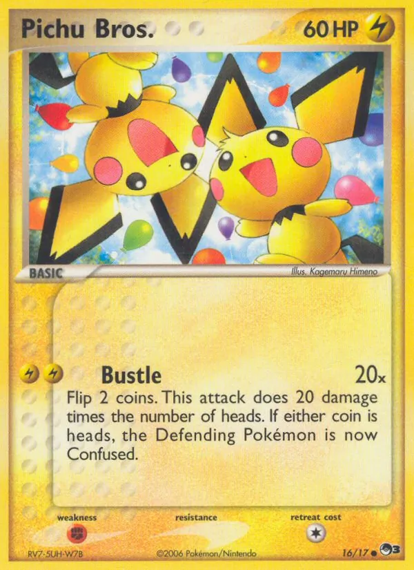 Carta Pichu Bros., número 16/17 da coleção POP Series 3