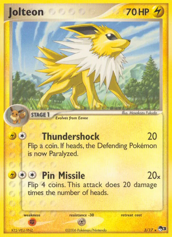 Carta Jolteon, número 3/17 da coleção POP Series 3