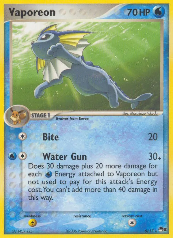 Carta Vaporeon, número 6/17 da coleção POP Series 3
