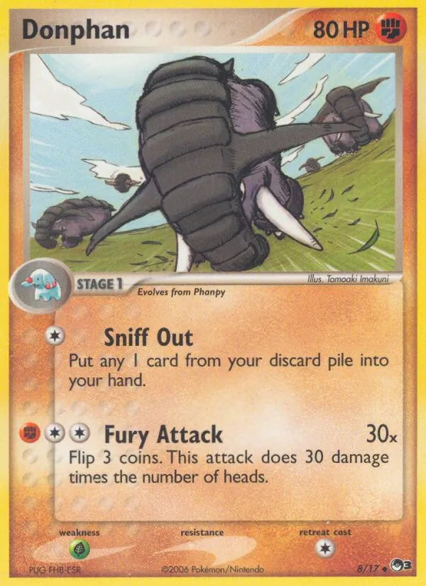 Carta Donphan, número 8/17 da coleção POP Series 3
