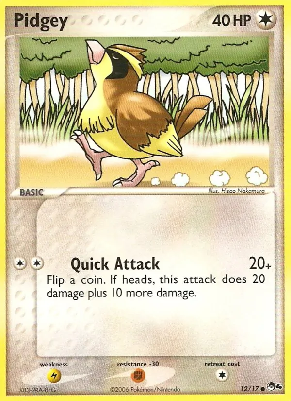 Carta Pidgey, número 12/17 da coleção POP Series 4