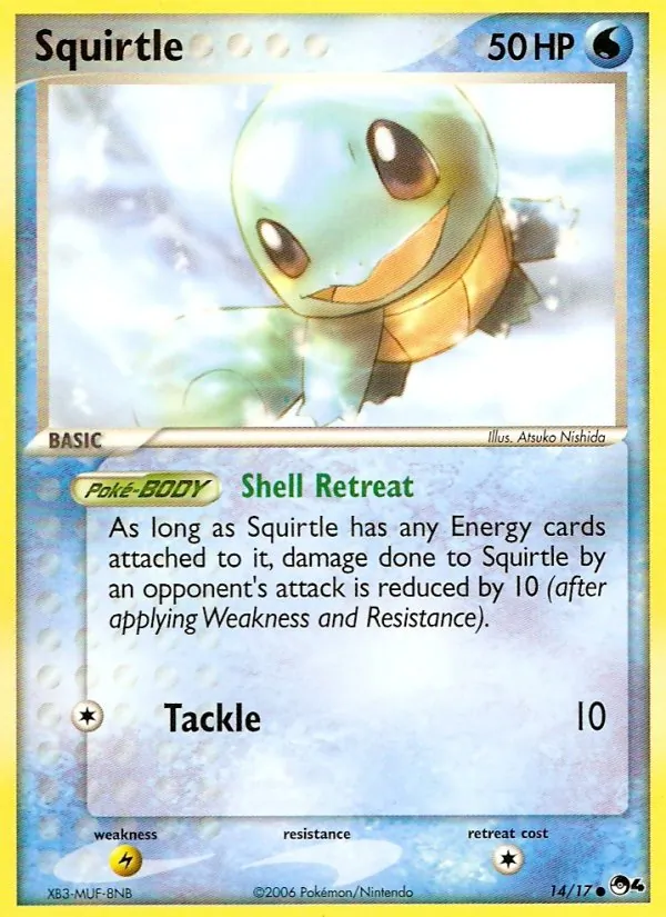 Carta Squirtle, número 14/17 da coleção POP Series 4