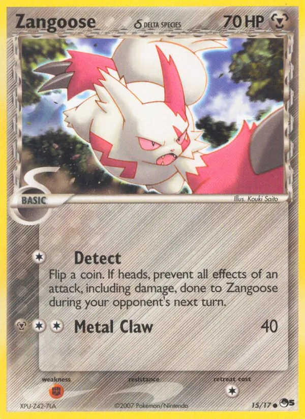 Carta Zangoose δ, número 15/17 da coleção POP Series 5