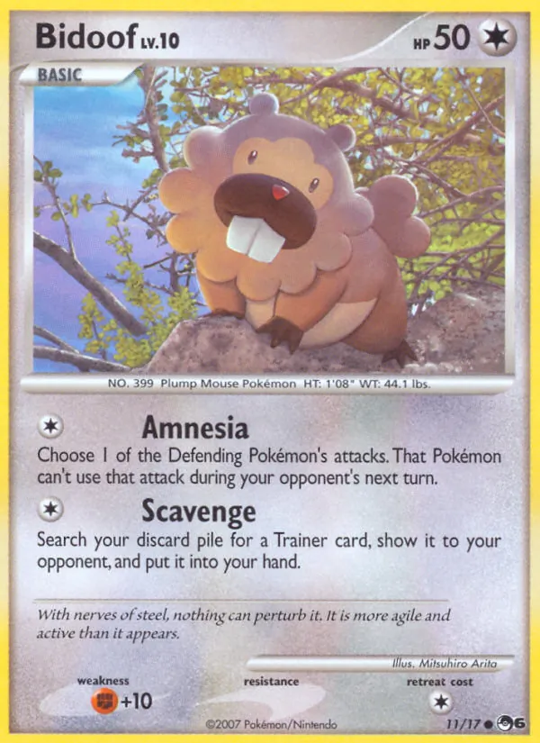 Carta Bidoof, número 11/17 da coleção POP Series 6