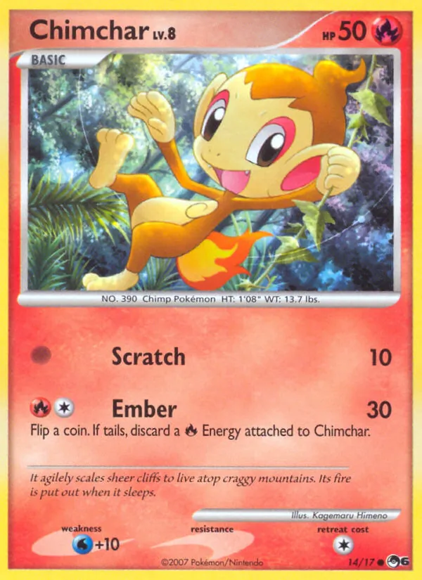 Carta Chimchar, número 14/17 da coleção POP Series 6