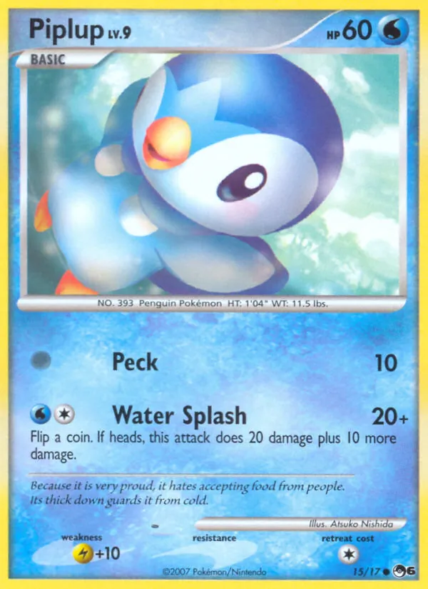 Carta Piplup, número 15/17 da coleção POP Series 6
