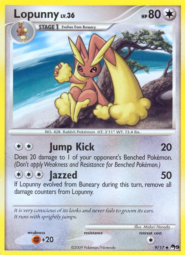 Carta Lopunny, número 9/17 da coleção POP Series 9