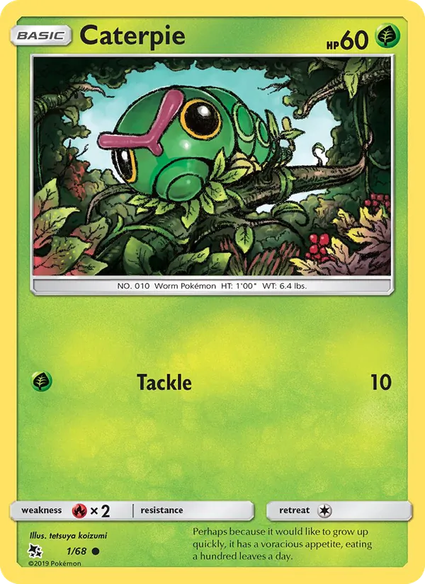 Carta Caterpie, número 1/68 da coleção Destinos Ocultos