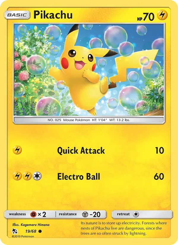 Carta Pikachu, número 19/68 da coleção Destinos Ocultos