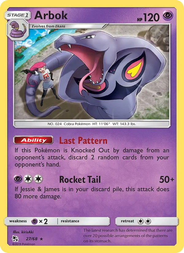 Carta Arbok, número 27/68 da coleção Destinos Ocultos