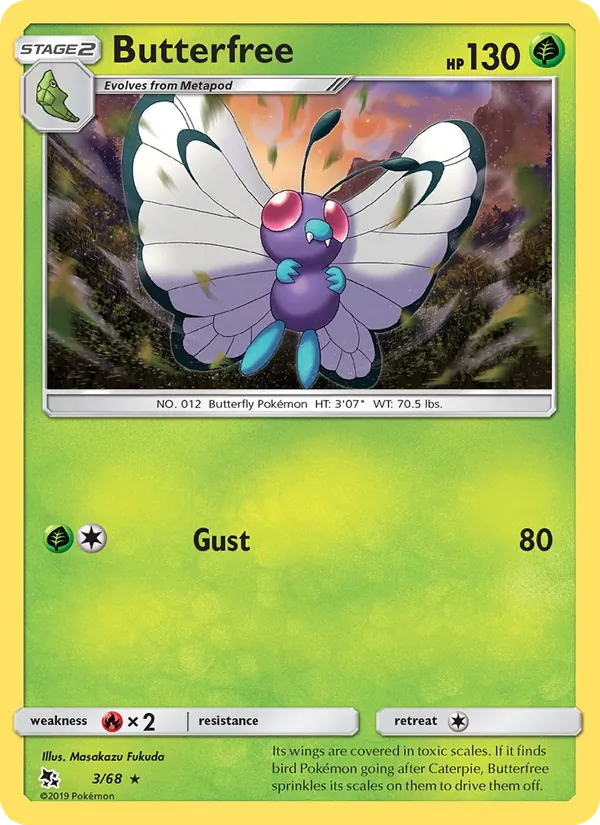 Carta Butterfree, número 3/68 da coleção Destinos Ocultos