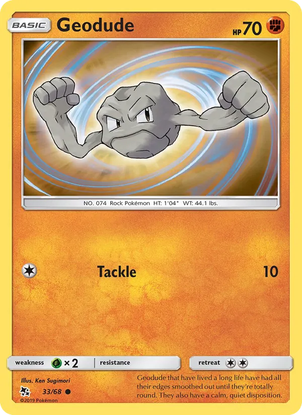 Carta Geodude, número 33/68 da coleção Destinos Ocultos