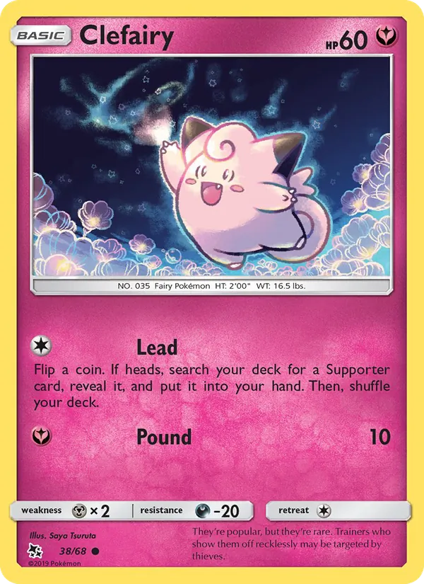 Carta Clefairy, número 38/68 da coleção Destinos Ocultos