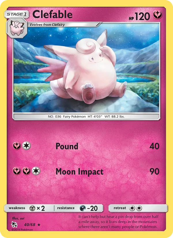 Carta Clefable, número 40/68 da coleção Destinos Ocultos