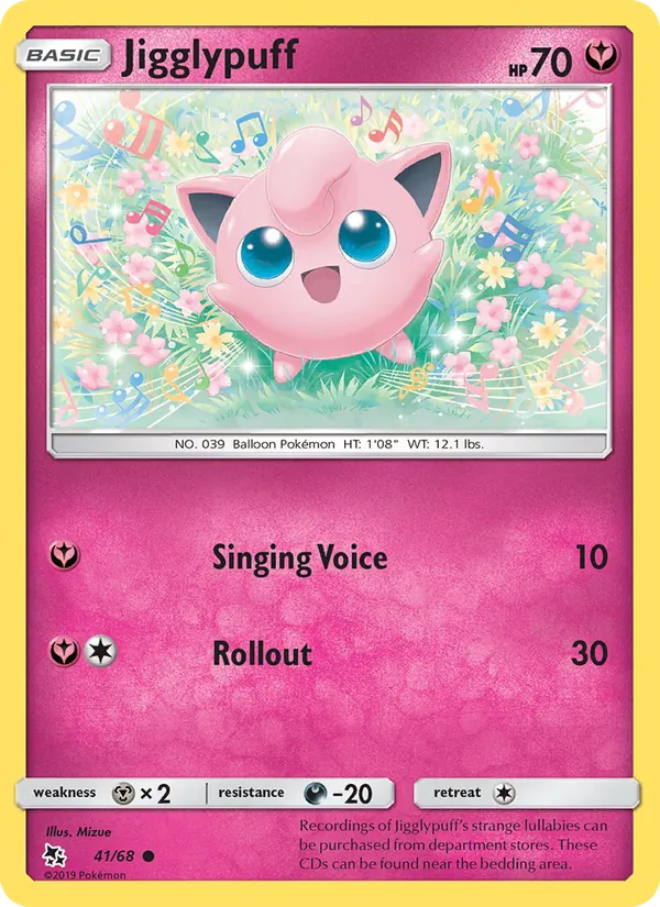 Carta Jigglypuff, número 41/68 da coleção Destinos Ocultos