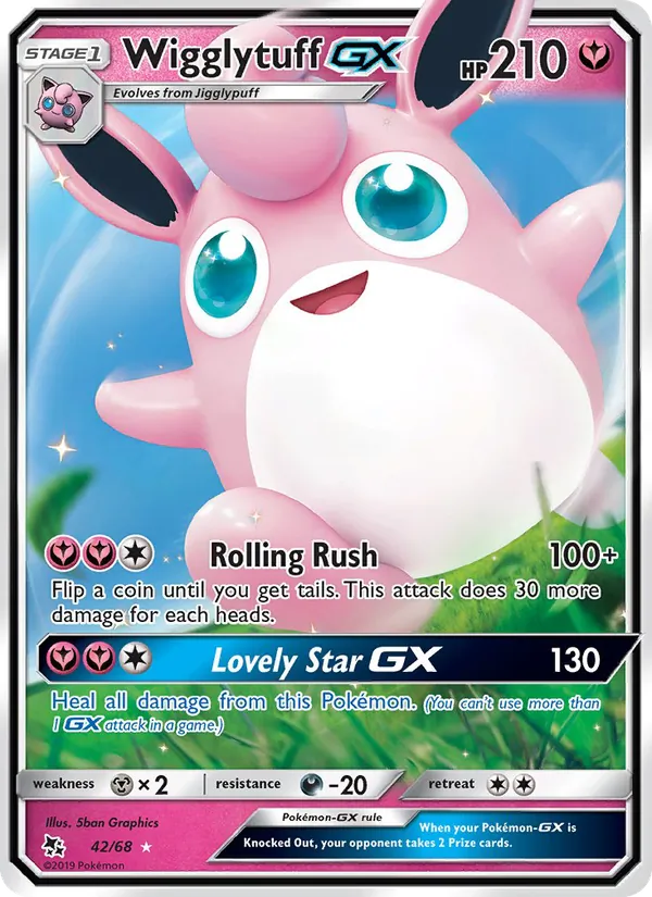 Carta Wigglytuff GX, número 42/68 da coleção Destinos Ocultos