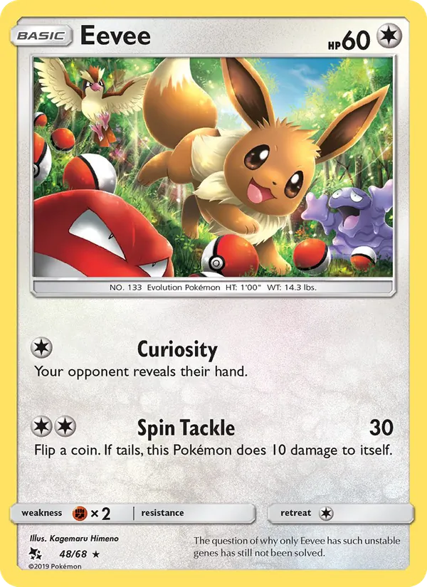 Carta Eevee, número 48/68 da coleção Destinos Ocultos