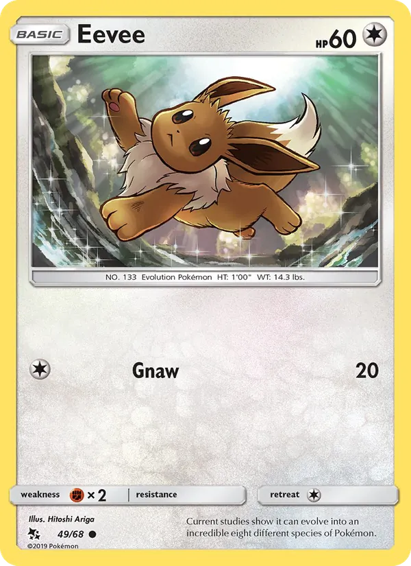 Carta Eevee, número 49/68 da coleção Destinos Ocultos