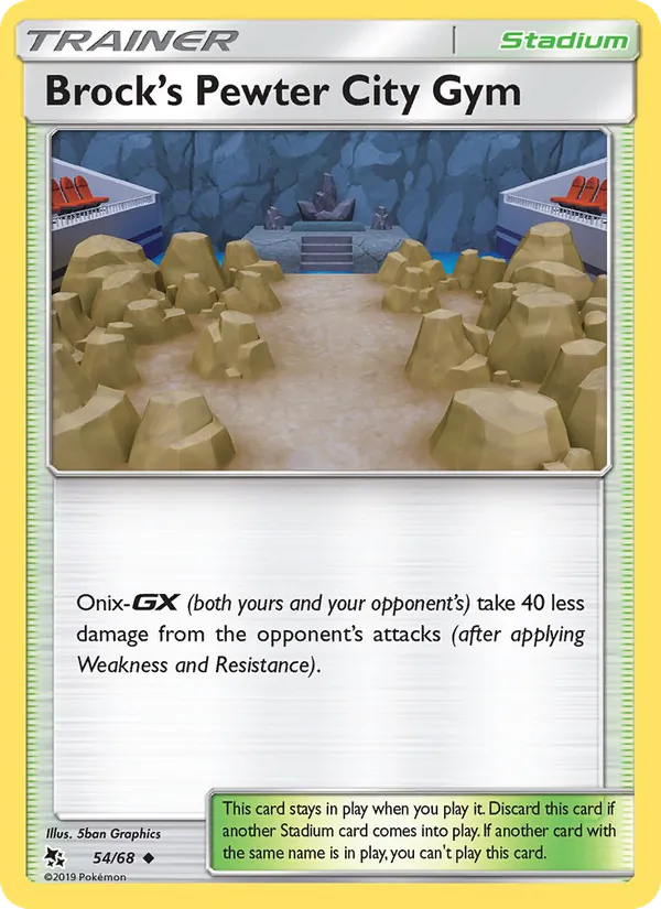 Carta Brock’s Pewter City Gym, número 54/68 da coleção Destinos Ocultos