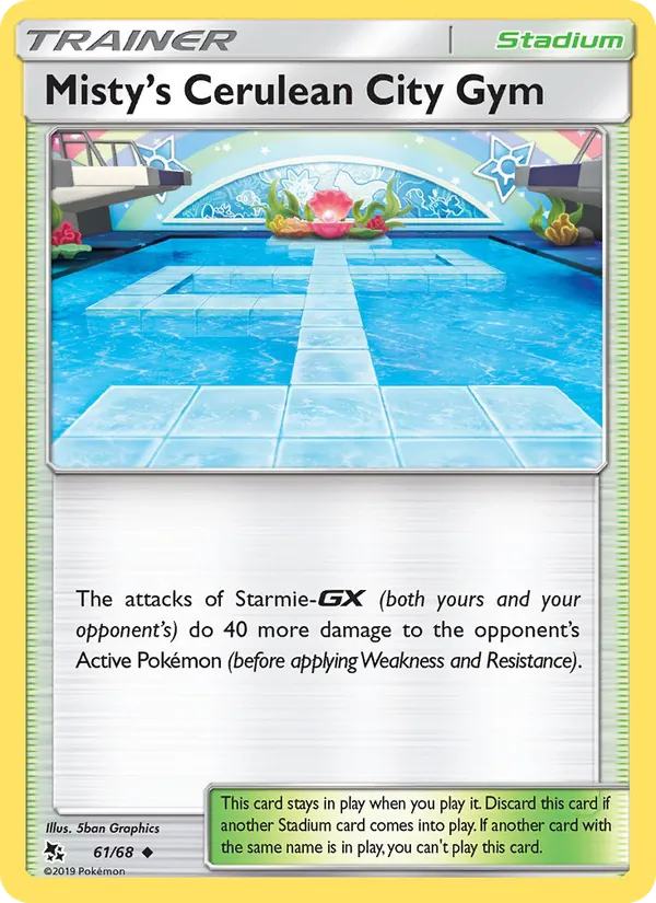 Carta Misty’s Cerulean City Gym, número 61/68 da coleção Destinos Ocultos