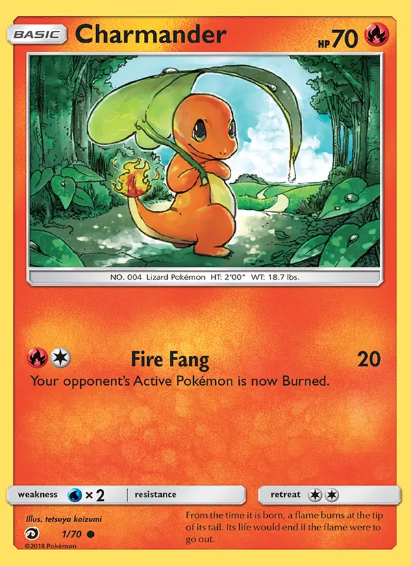 Carta Charmander, número 1/70 da coleção Dragões Soberanos