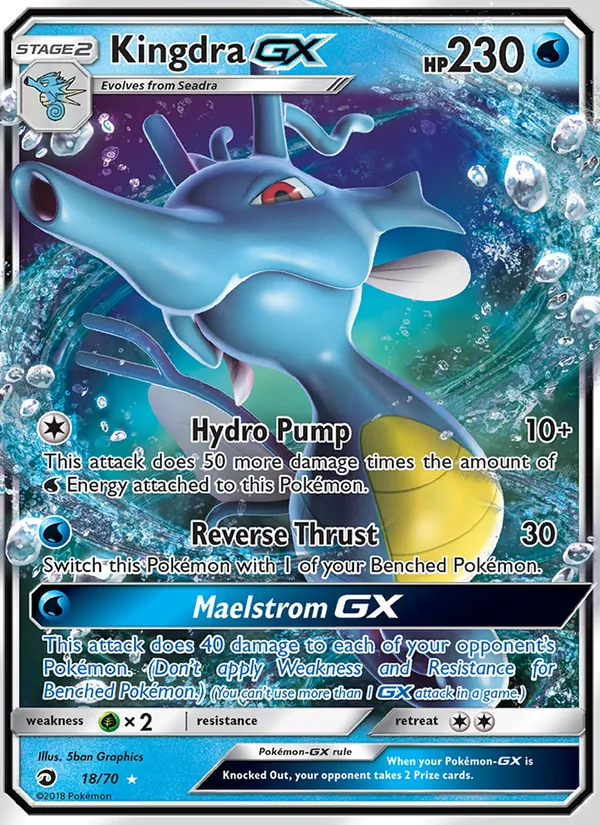 Carta Kingdra GX, número 18/70 da coleção Dragões Soberanos