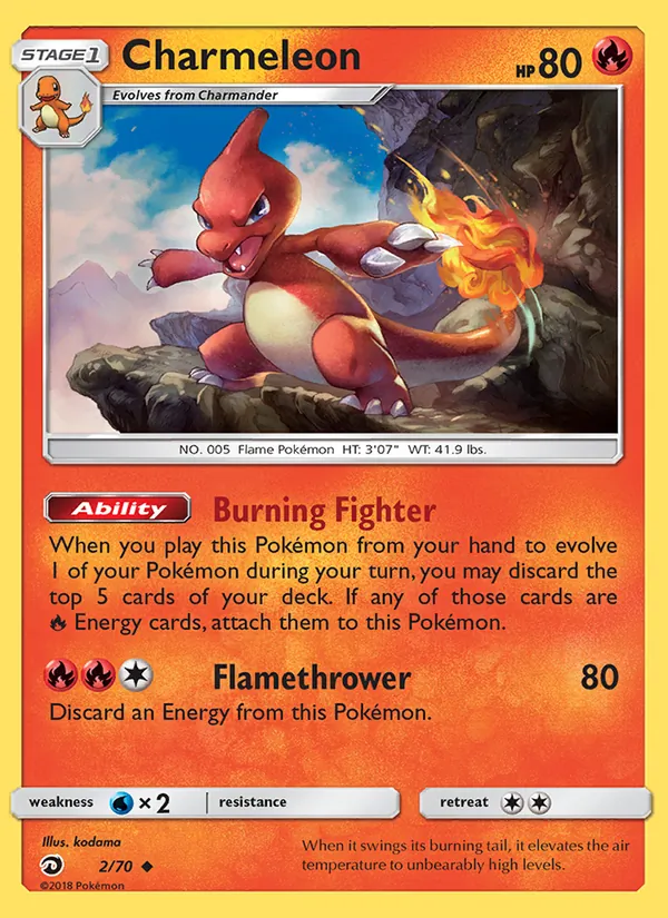 Carta Charmeleon, número 2/70 da coleção Dragões Soberanos