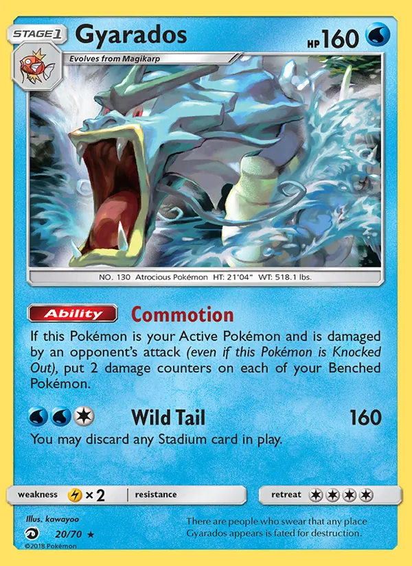 Carta Gyarados, número 20/70 da coleção Dragões Soberanos