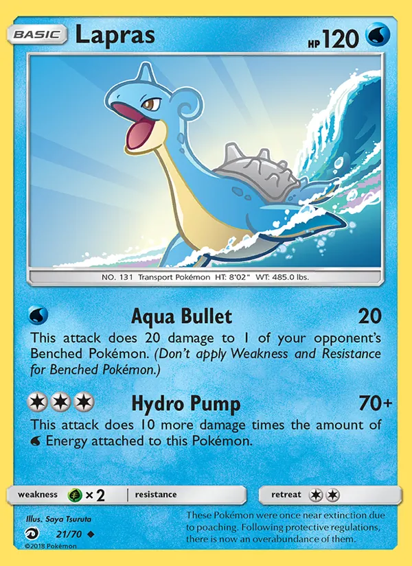 Carta Lapras, número 21/70 da coleção Dragões Soberanos