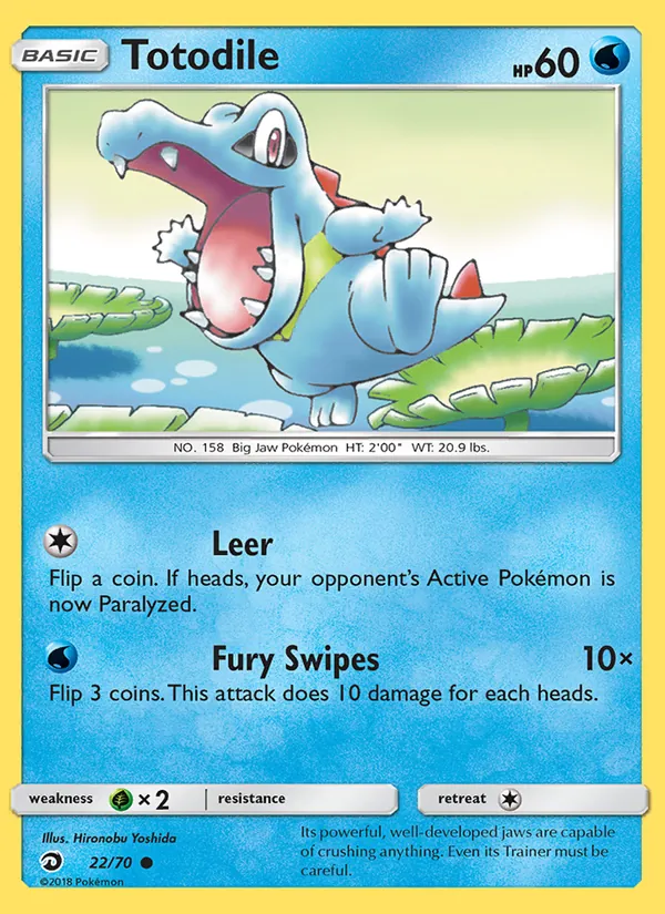 Carta Totodile, número 22/70 da coleção Dragões Soberanos
