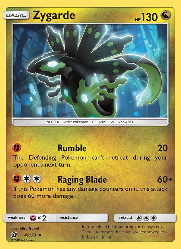 Carta Zygarde, número 49/70 da coleção Dragões Soberanos