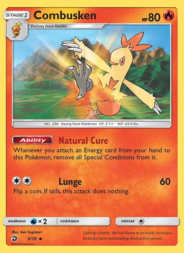 Carta Combusken, número 5/70 da coleção Dragões Soberanos