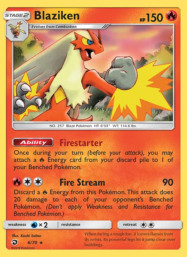 Carta Blaziken, número 6/70 da coleção Dragões Soberanos