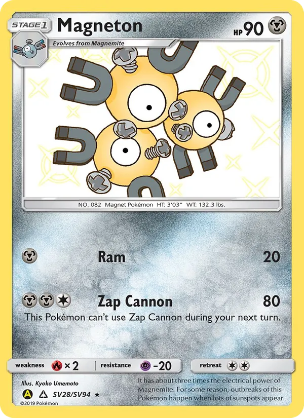 Carta Magneton, número SV28/94 da coleção Destinos Ocultos Cofre Brilhante
