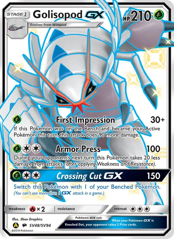 Carta Golisopod-GX, número SV48/94 da coleção Destinos Ocultos Cofre Brilhante
