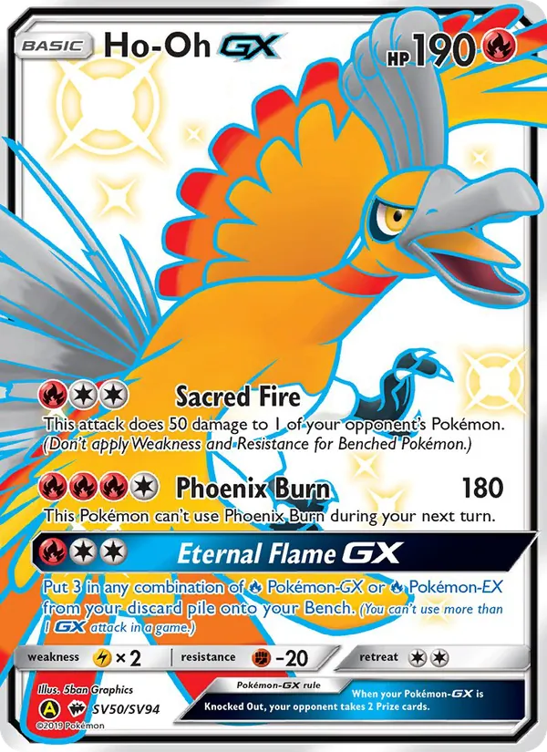 Carta Ho-Oh-GX, número SV50/94 da coleção Destinos Ocultos Cofre Brilhante