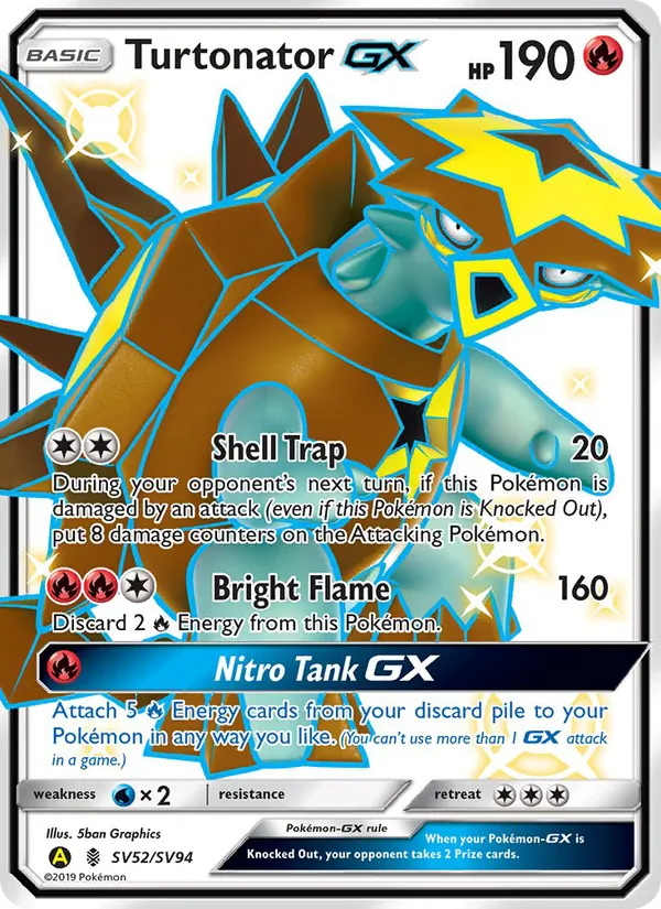 Carta Turtonator-GX, número SV52/94 da coleção Destinos Ocultos Cofre Brilhante
