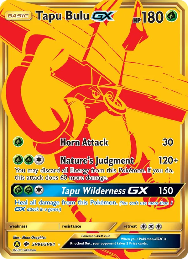 Carta Tapu Bulu-GX, número SV91/94 da coleção Destinos Ocultos Cofre Brilhante
