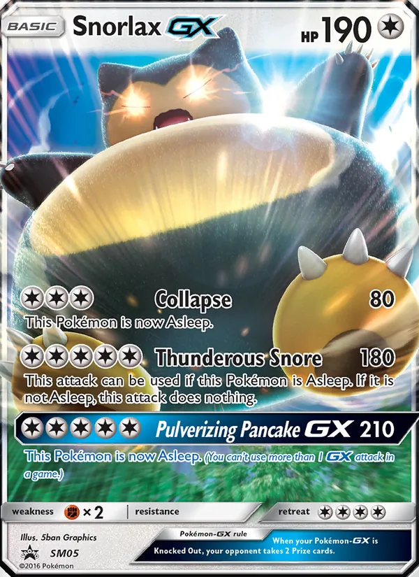 Carta Snorlax GX, número SM05/248 da coleção Sol e Lua Promos