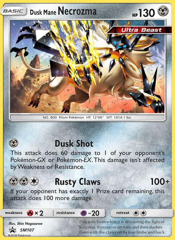 Carta Necrozma Juba Crepúsculo, número SM107/248 da coleção Sol e Lua Promos