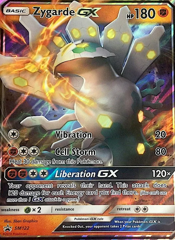 Carta Zygarde GX, número SM122/248 da coleção Sol e Lua Promos