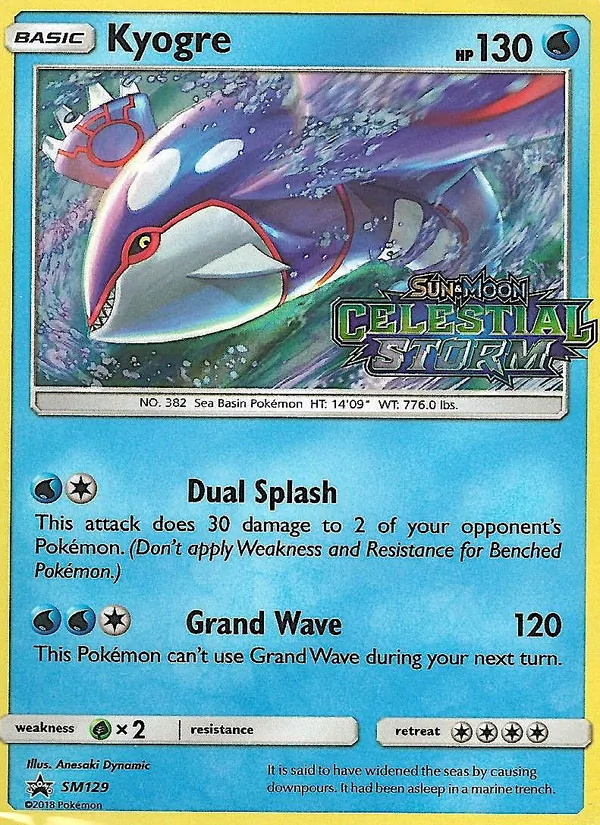 Carta Kyogre, número SM129/248 da coleção Sol e Lua Promos