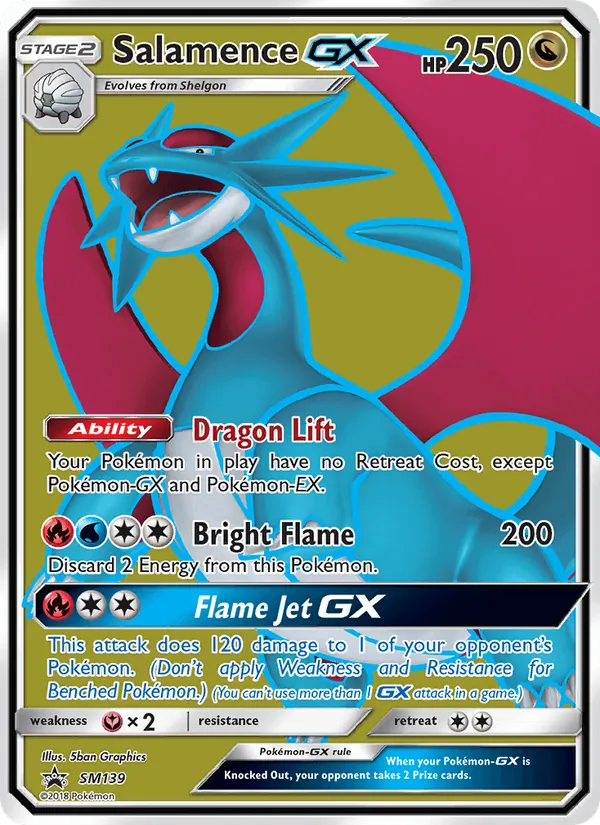 Carta Salamence GX, número SM139/248 da coleção Sol e Lua Promos