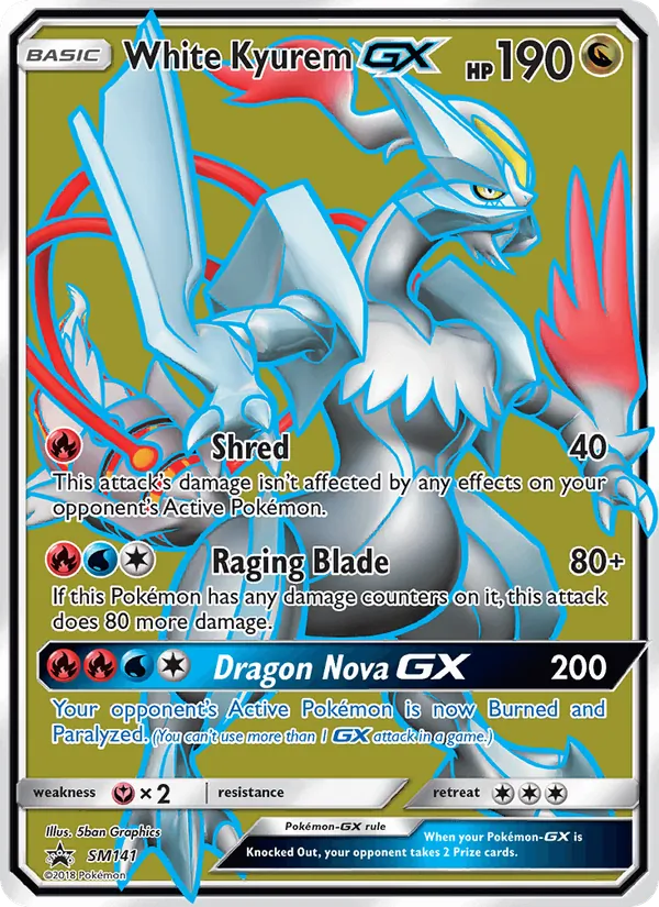 Carta Kyurem Branco GX, número SM141/248 da coleção Sol e Lua Promos