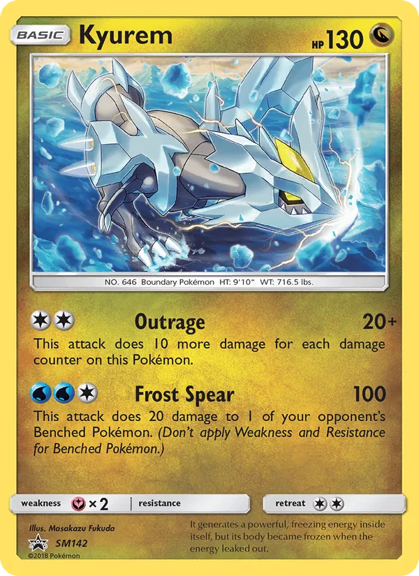 Carta Kyurem, número SM142/248 da coleção Sol e Lua Promos