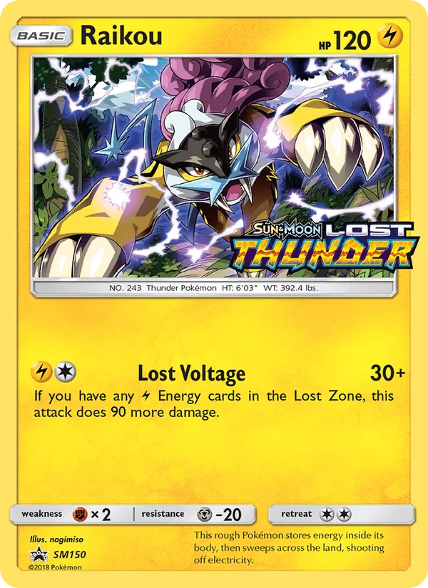 Carta Raikou, número SM150/248 da coleção Sol e Lua Promos