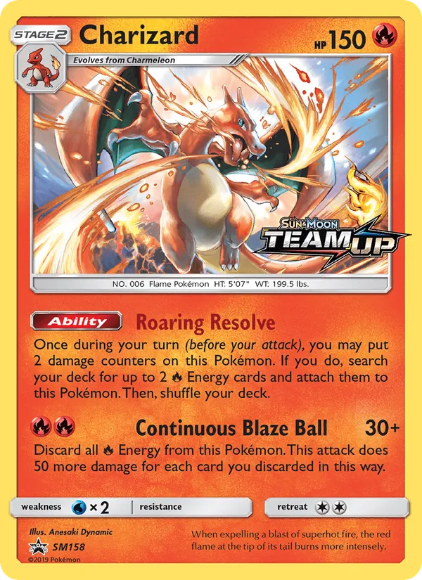 Carta Charizard, número SM158/248 da coleção Sol e Lua Promos
