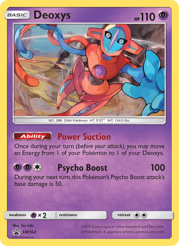Carta Deoxys, número SM164/248 da coleção Sol e Lua Promos