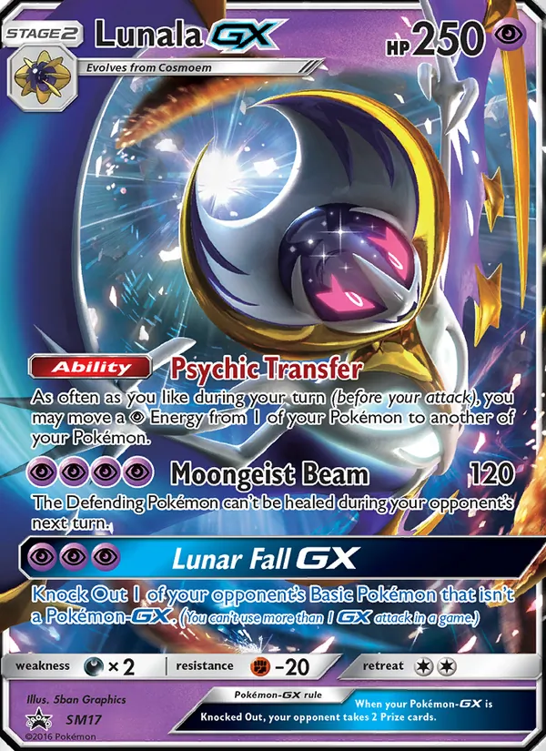 Carta Lunala GX, número SM17/248 da coleção Sol e Lua Promos