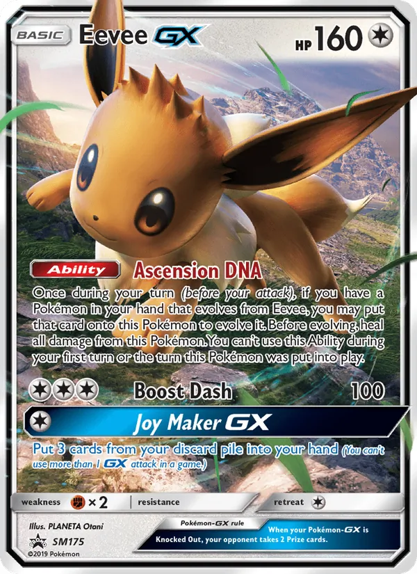 Carta Eevee GX, número SM175/248 da coleção Sol e Lua Promos